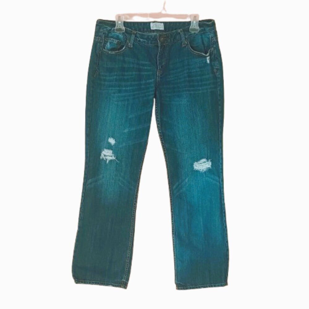 Aeropostale Chelsea Bootcut Distressed Jeans 13/14 Mid Rise Dark Wash Pants